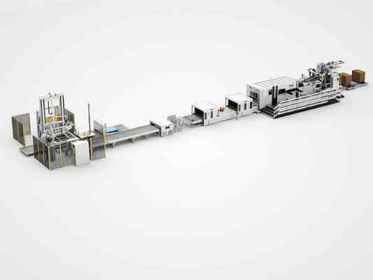 Linea di produzione di imballaggi ondulati ad alta velocità completamente automatica con 5000 fogli / ora e 400-450 tonnellate di pressione di taglio